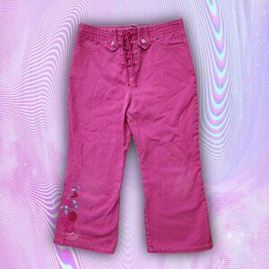 Vintage Y2k BRATZ lace up fly capris pants